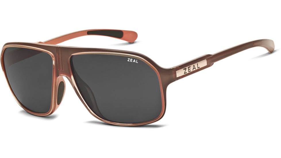 Zeal Optics Sawyer Mens Sunglasses, Carmel Gloss Frame and Polarized Dark Grey Lens 10417