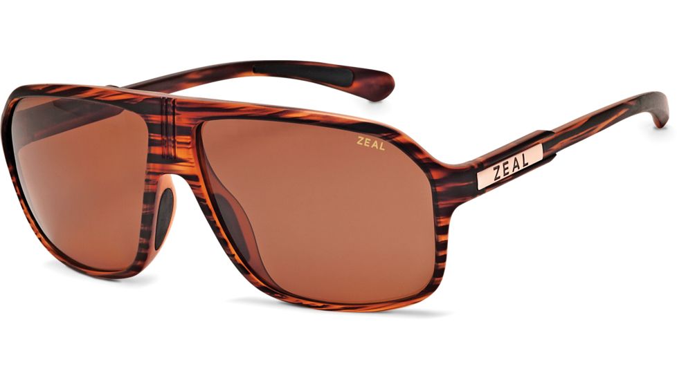 Zeal Optics Sawyer Mens Sunglasses, Matte Wood Grain Frame and Polarized Copper Lens 10418