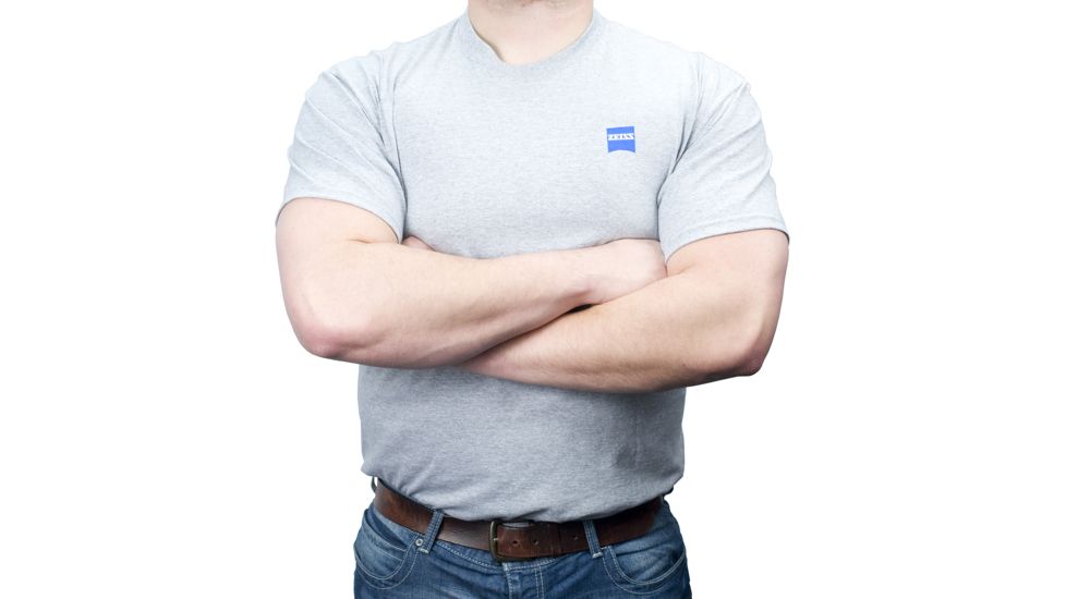 Zeiss Gear T-Shirt with Legendary Z Mark on Back and ZEISS Logo on Front Left Chest, Grey, Large