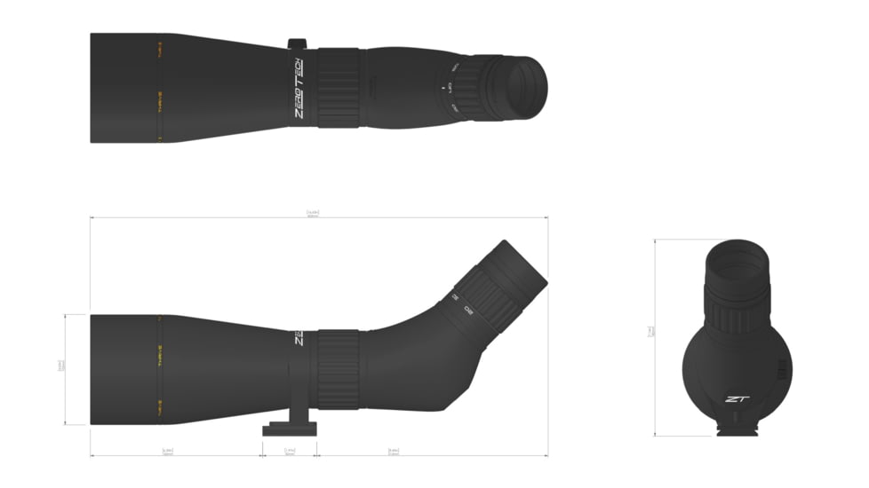 ZeroTech Optics Thrive 20-60x85mm Spotting Scope, Angled, Black, TH206085