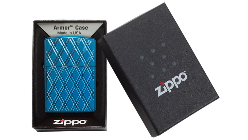 Zippo Armor High Polish Diamonds Lighter w/ Click, Blue, One Size, 29964