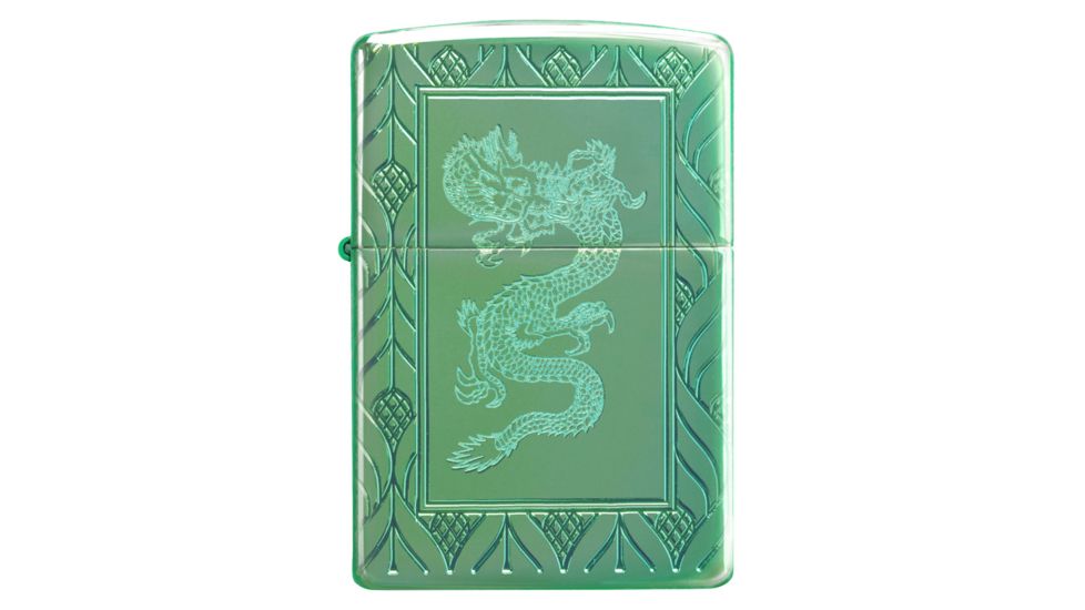 Zippo Armor High Polish Elegant Dragon Lighter w/ Click, Green, One Size, 49054