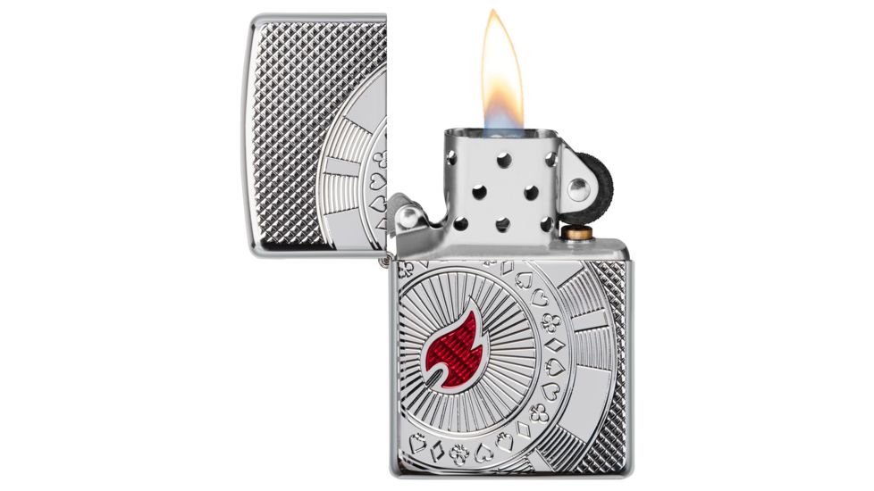 Zippo Armor Poker Chip Design Lighter w/ Click, Silver, One Size, 49058