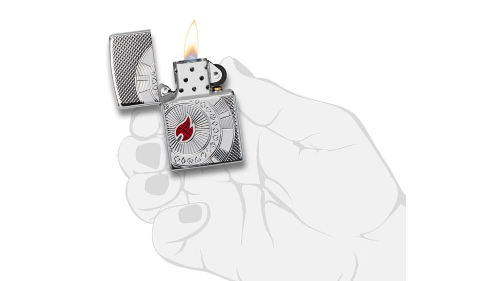 Zippo Armor Poker Chip Design Lighter w/ Click, Silver, One Size, 49058