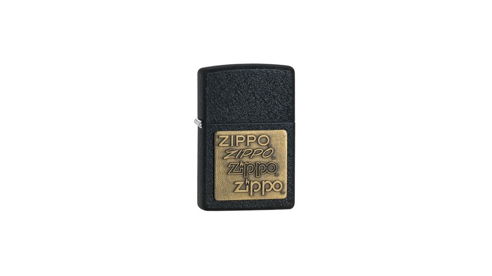 Zippo Black Crackle Classic Style Lighter w/ Zippo Logo Brass Emblem 362
