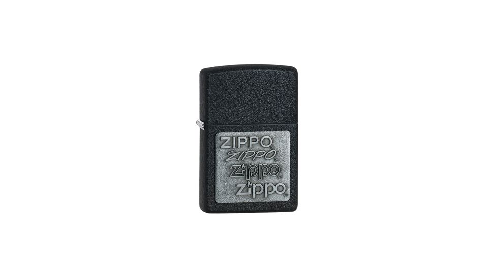 Zippo Black Crackle Classic Style Lighter w/ Zippo Logo Chrome Emblem 363