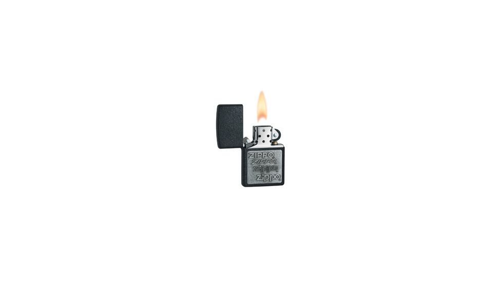 Zippo Black Crackle Classic Style Lighter w/ Zippo Logo Chrome Emblem 363