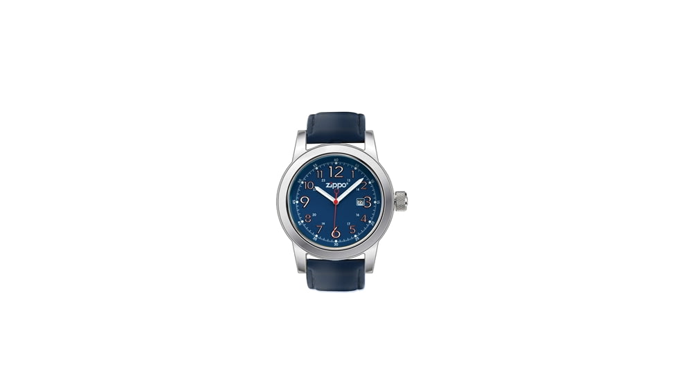 Zippo Casual Classic Style Watch, Blue Dial &amp; Blue Leather Strap 45004