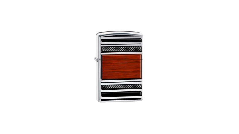 Zippo High Polish Chrome, Steel and Wood Design, ZI28676