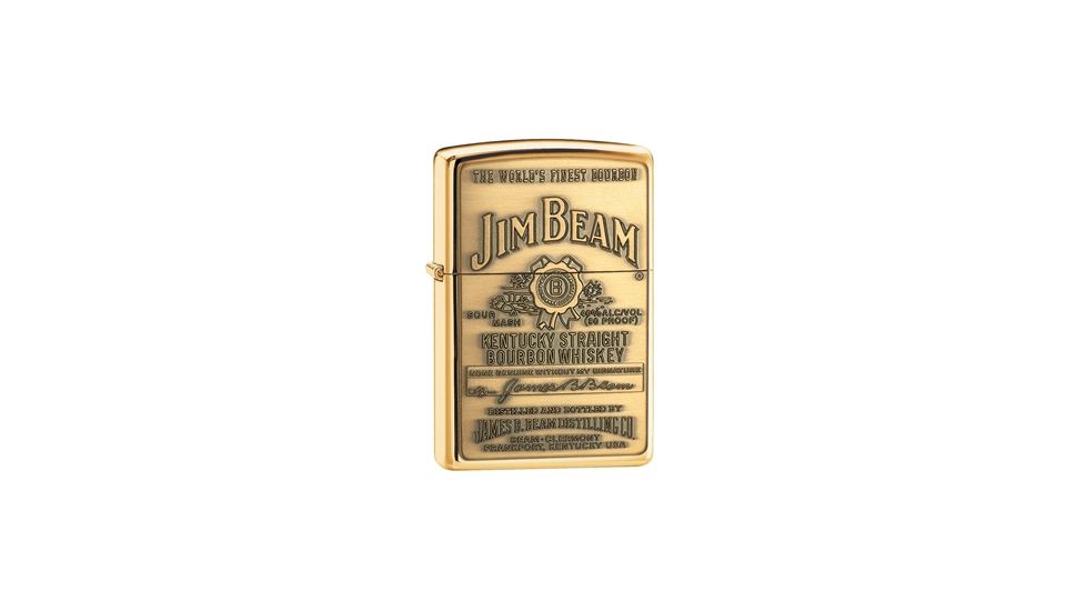 Zippo Jim Beam Classic Style Emblem Lighter, High Polish Brass 254BJB929