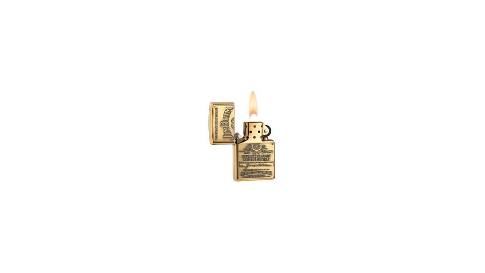 Zippo Jim Beam Classic Style Emblem Lighter, High Polish Brass 254BJB929