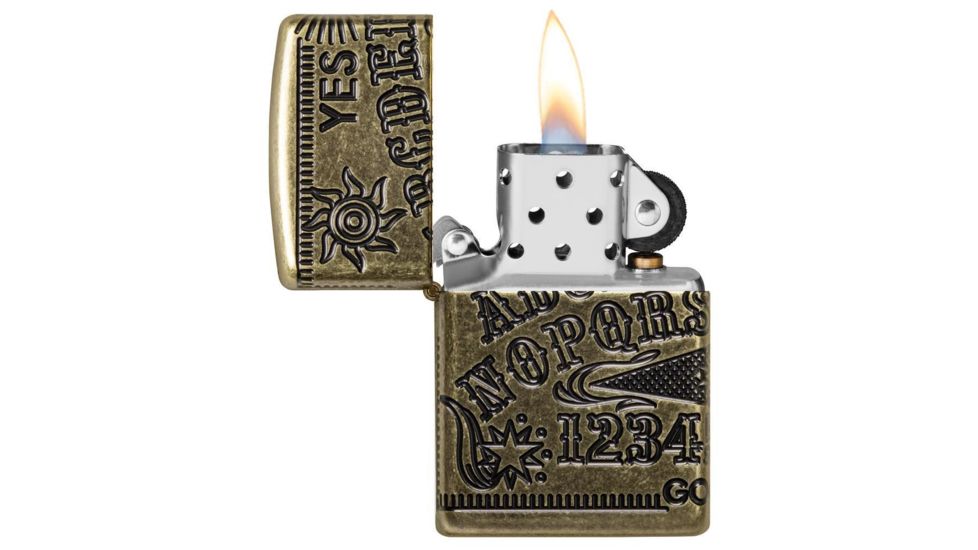 Zippo Ouijia Board Pocket Lighter, Antique Brass Armor, 49001