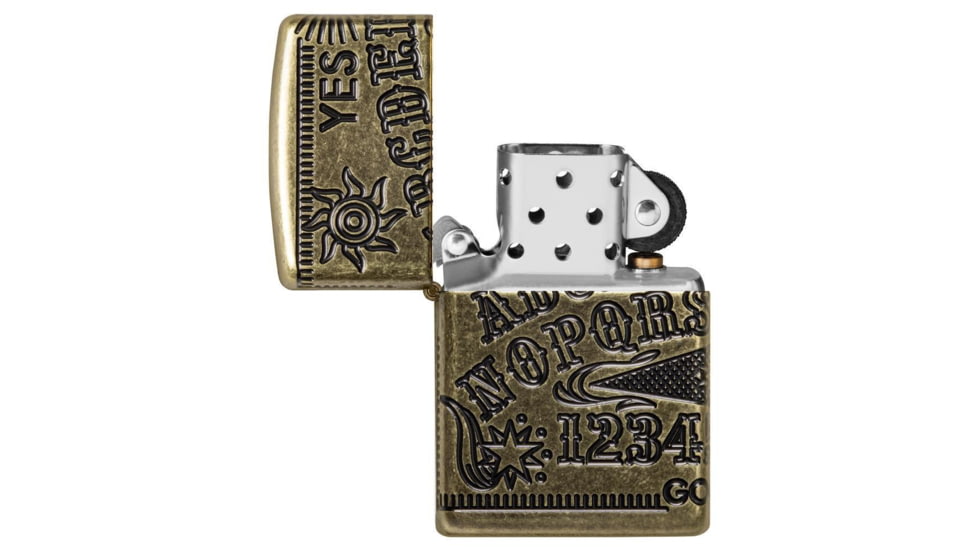 Zippo Ouijia Board Pocket Lighter, Antique Brass Armor, 49001