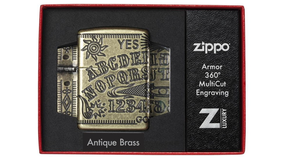 Zippo Ouijia Board Pocket Lighter, Antique Brass Armor, 49001