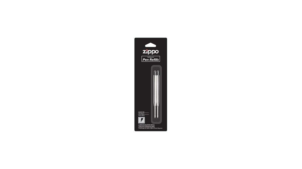 Zippo Black Ballpoint Refill, Black, 2 Pack 41128