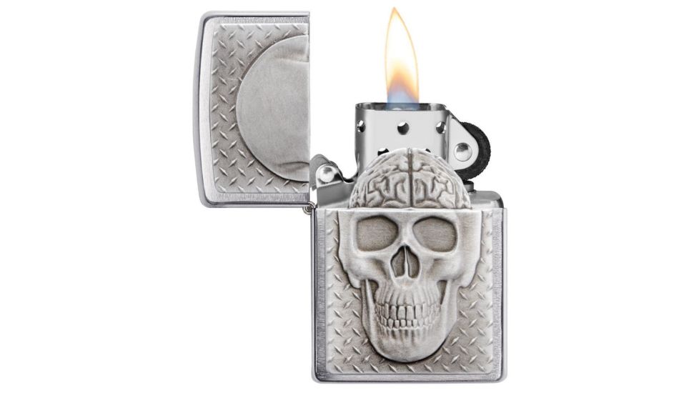 Zippo Skull with Brain Surprise Pocket Lighter 29818