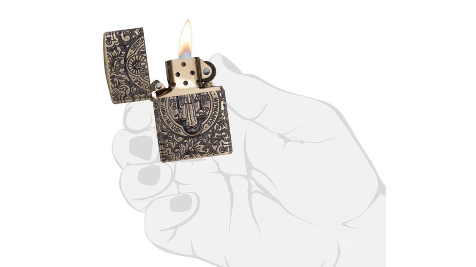 Zippo St. Benedict Design Pocket Lighter w/ Box 29719