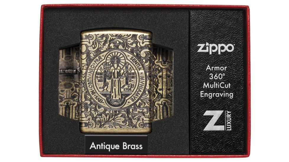 Zippo St. Benedict Design Pocket Lighter w/ Box 29719