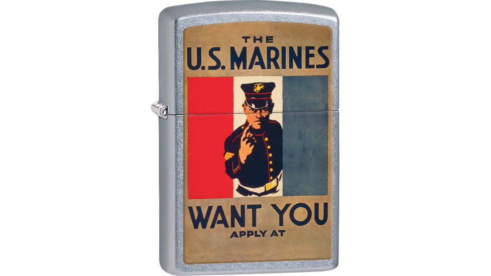 Zippo USMC Lighter, Street Chrome, 1.44 x 2.25, 207-077502
