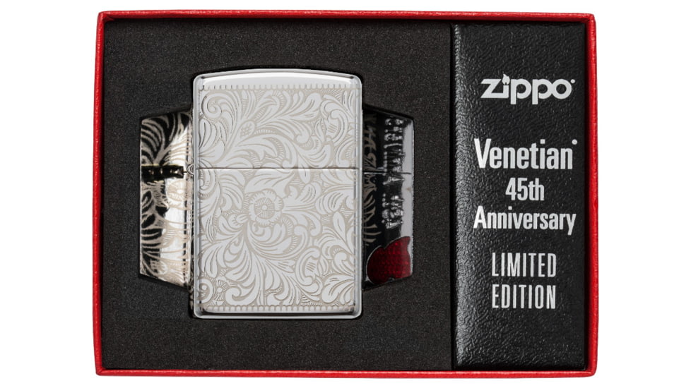 Zippo Venetian 45th AnniversaryLighter w/ Click, Silver, One Size, 49053