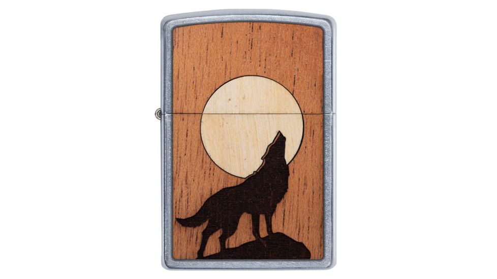 Zippo Woodchuck USA Howling Wolf Lighter w/ Click, Silver, One Size, 49043