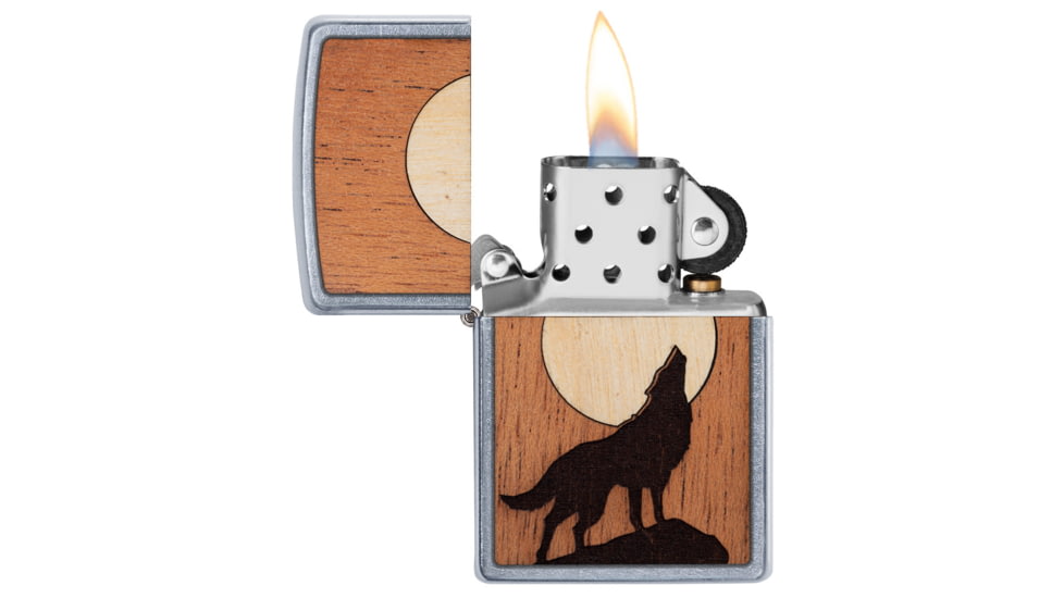 Zippo Woodchuck USA Howling Wolf Lighter w/ Click, Silver, One Size, 49043