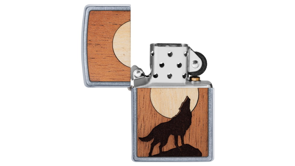 Zippo Woodchuck USA Howling Wolf Lighter w/ Click, Silver, One Size, 49043