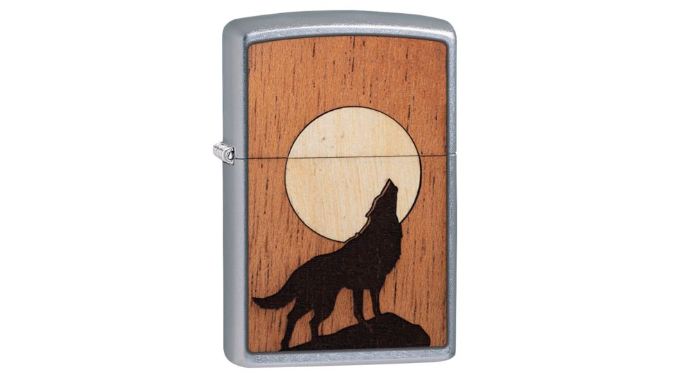 Zippo Woodchuck USA Howling Wolf Lighter w/ Click, Silver, One Size, 49043
