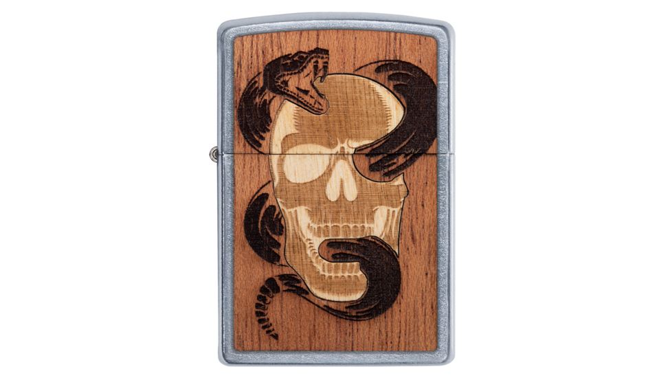 Zippo Woodchuck USA Skull &amp; Snake Lighter w/ Click, Silver, One Size, 49042