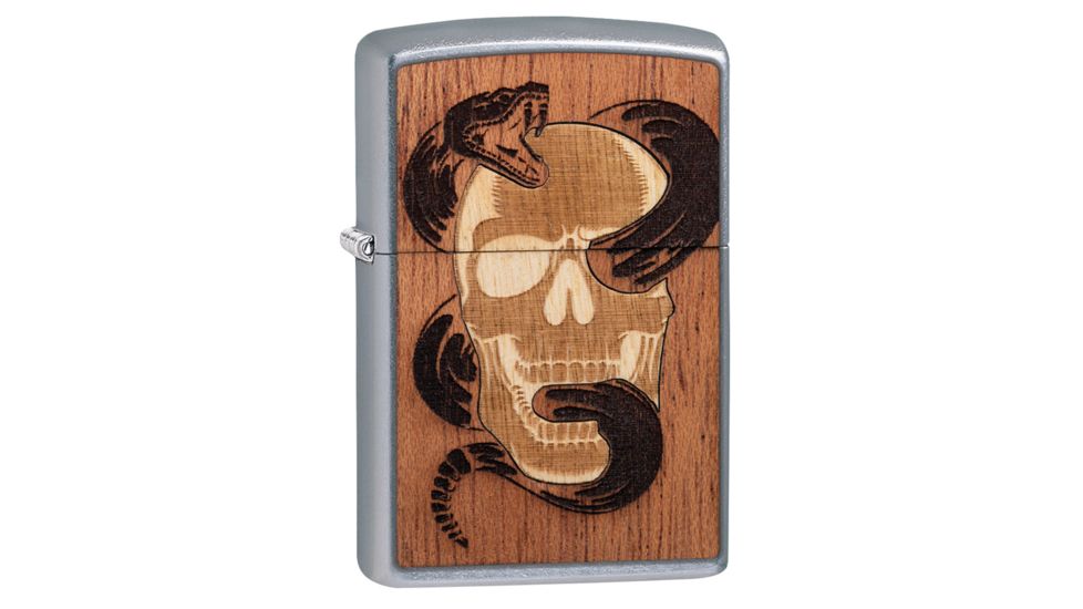 Zippo Woodchuck USA Skull &amp; Snake Lighter w/ Click, Silver, One Size, 49042