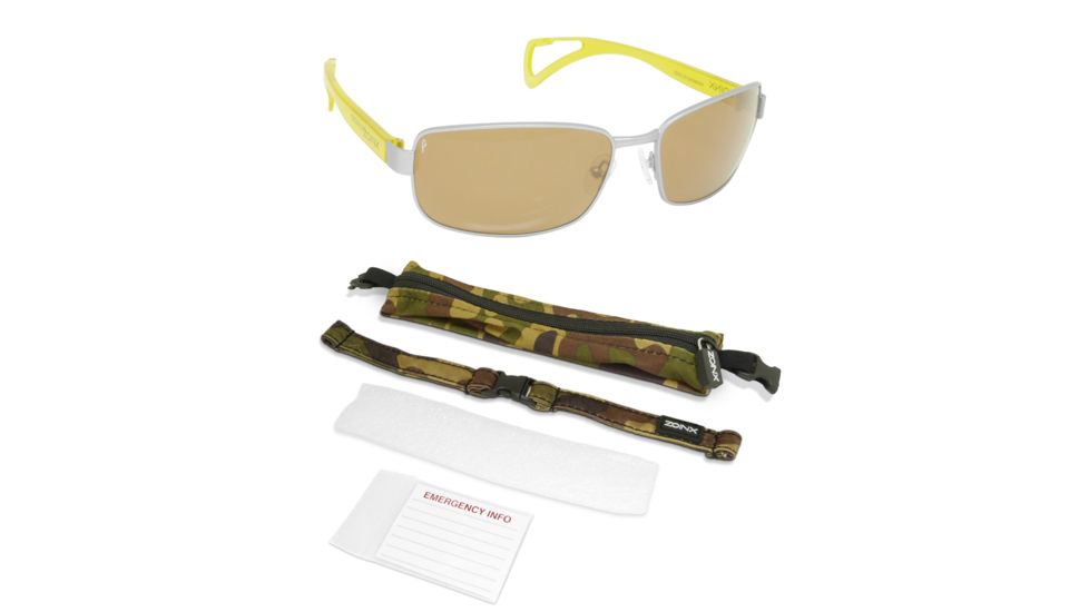 Zoinx Wrap Polarized Sunglasses - Mens, Silver Frame, Amber Lens 4010450