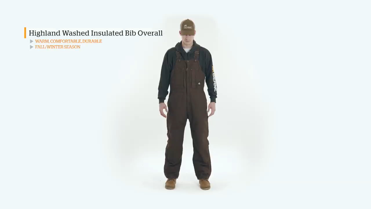 opplanet berne highland washed insulated bib overall video