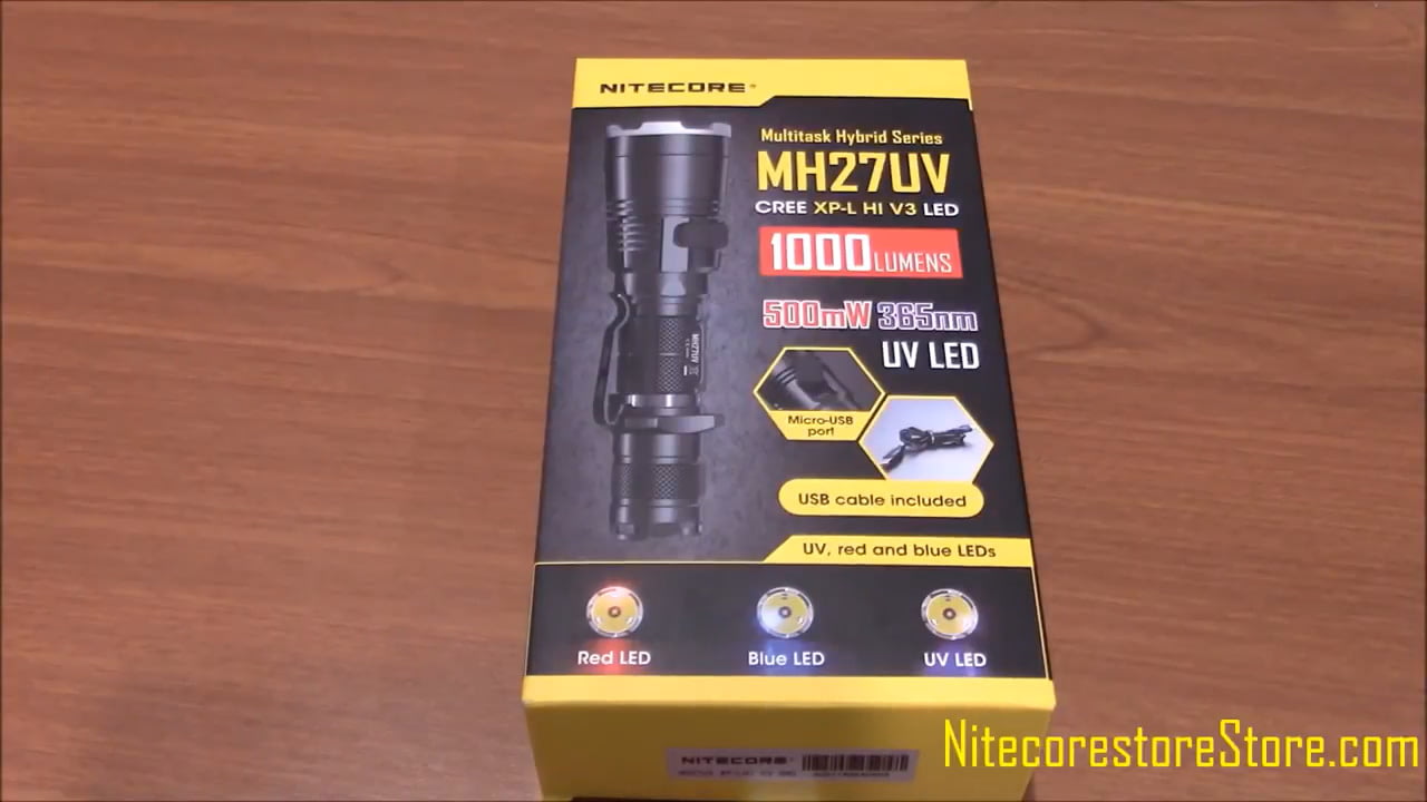 opplanet nitecore mh27uv 1000 lumen multitask hybrid usb rechargeable uv flashlight video